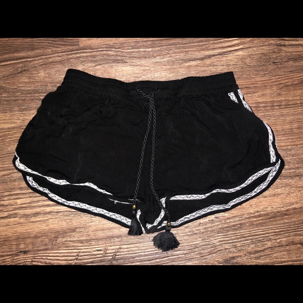 Black Aztec Design Shorts